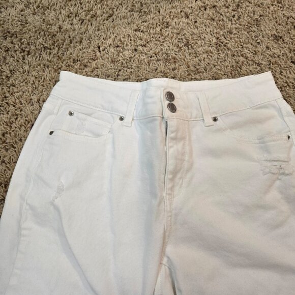 Time and Tru White Denim Capri Pants w/Fringe on the Bottom Womens 12 - Picture 2 of 9